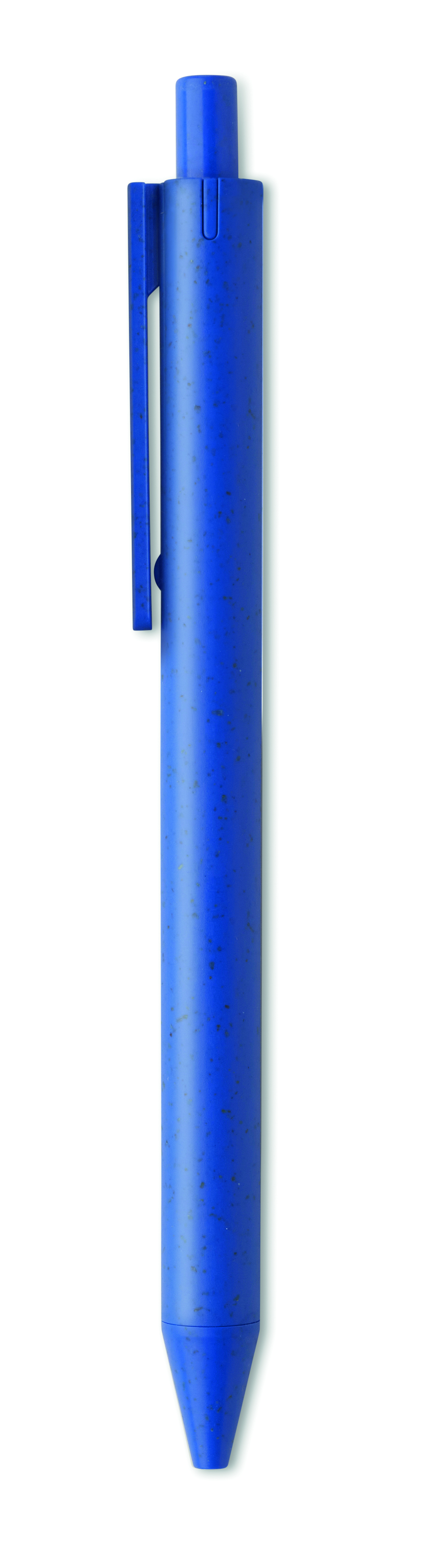 Stylo bille publicitaire en paille de blé - Pecas Bleu royal